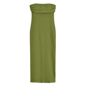 NWT Zara TEXTURED BANDEAU MIDI DRESS